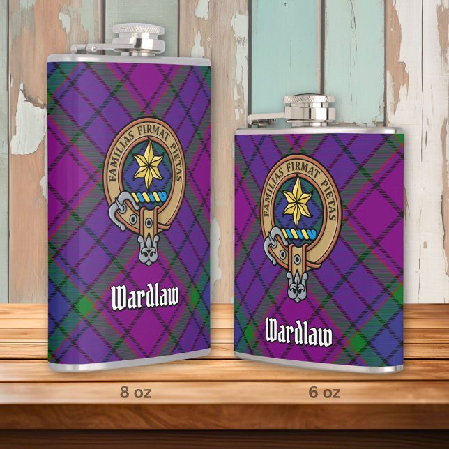 Clan Wardlaw Crest over Tartan Hip Flask (Creator Uploaded)