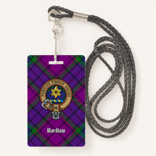 Clan Wardlaw Crest over Tartan ID Badge