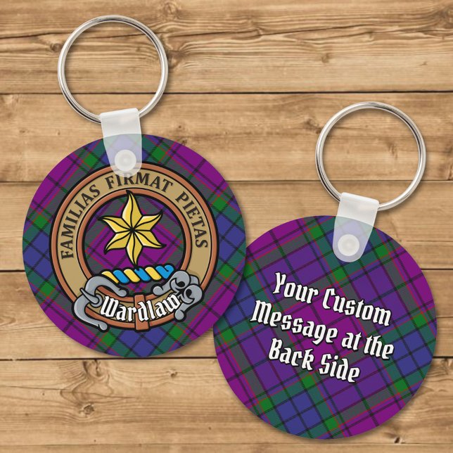 Clan Wardlaw Crest over Tartan Key Ring (Creator Uploaded)