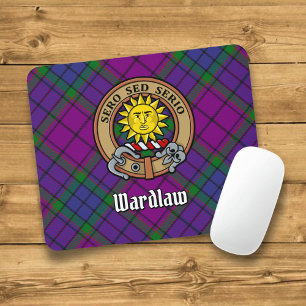 Clan Wardlaw Crest over Tartan Mouse Pad