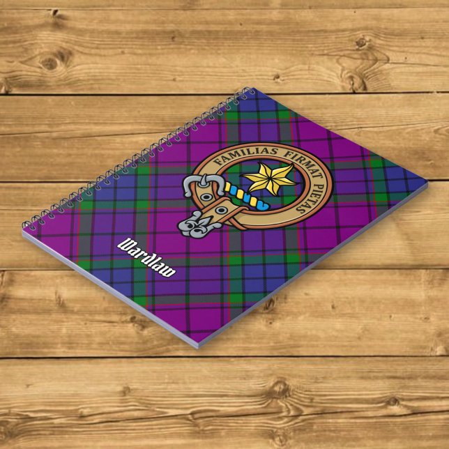 Clan Wardlaw Crest over Tartan Notebook (Creator Uploaded)