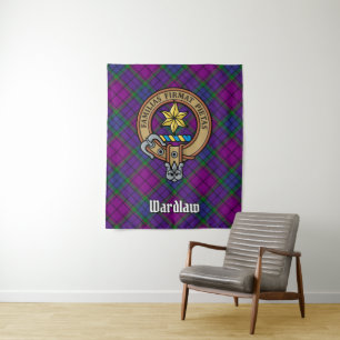 Clan Wardlaw Crest over Tartan Tapestry