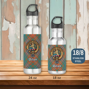 Clan Wilson Crest over Ancient Tartan 710 Ml Water Bottle