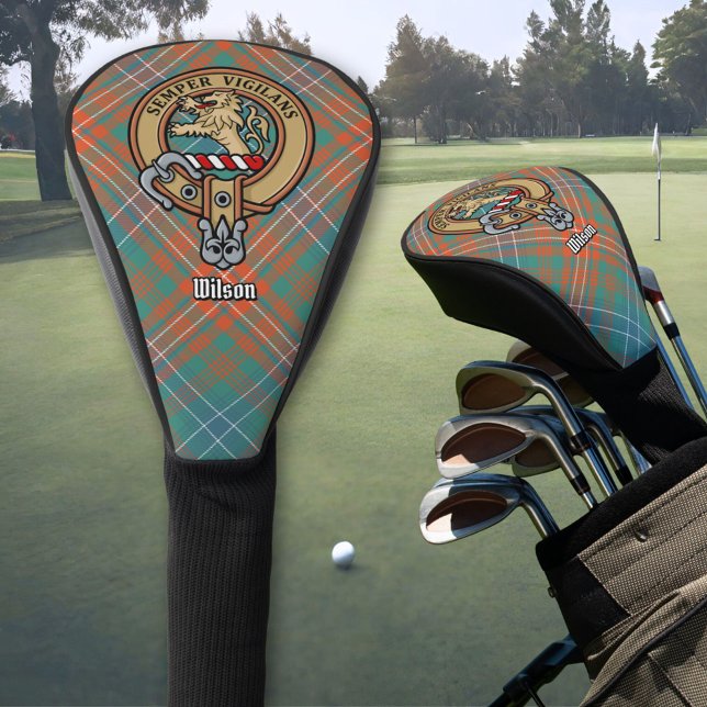 Clan Wilson Crest over Ancient Tartan Golf Head Cover (Creator Uploaded)