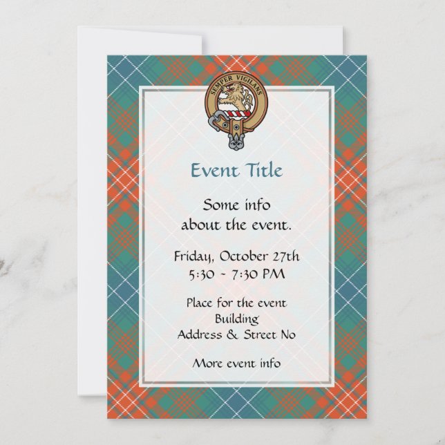 Clan Wilson Crest over Ancient Tartan Invitation (Front)