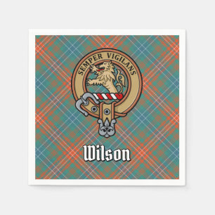 Clan Wilson Crest over Ancient Tartan Napkin