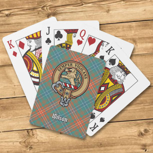 Clan Wilson Crest over Ancient Tartan Playing Cards
