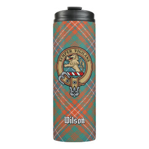 Clan Wilson Crest over Ancient Tartan Thermal Tumbler