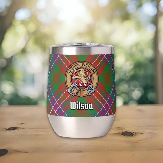 Clan Wilson Crest over Modern Tartan (Creator Uploaded)