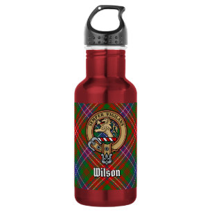 Clan Wilson Crest over Modern Tartan 532 Ml Water Bottle