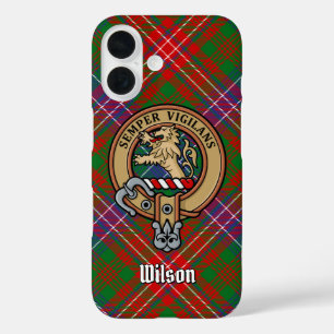 Clan Wilson Crest over Modern Tartan iPhone 16 Case