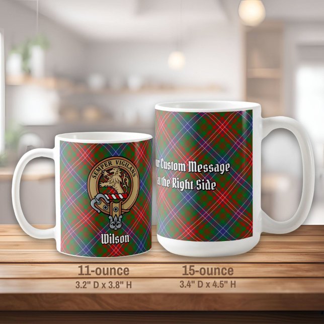 Clan Wilson Crest over Modern Tartan Coffee Mug (Creator Uploaded)