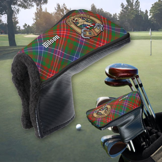 Clan Wilson Crest over Modern Tartan Golf Head Cover (Creator Uploaded)