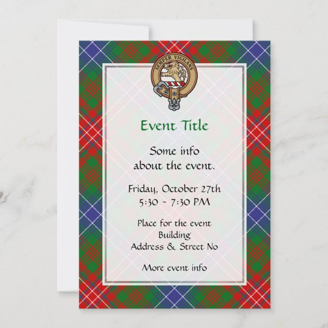 Clan Wilson Crest over Modern Tartan Invitation (Front)