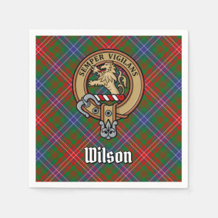 Clan Wilson Crest over Modern Tartan Napkin
