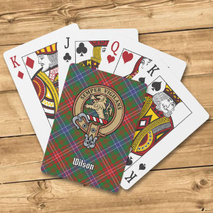 Clan Wilson Crest over Modern Tartan Playing Cards