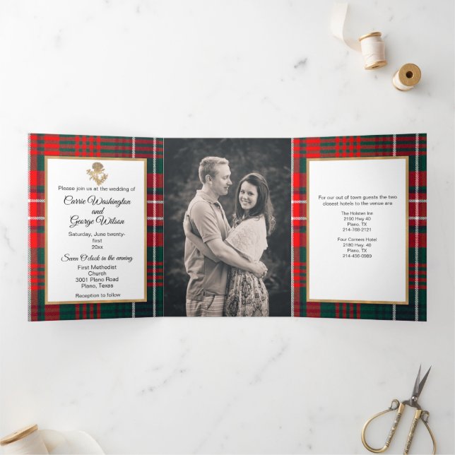 Clan Wilson Custom Photo Wedding Tri-Fold Invitation (Inside)