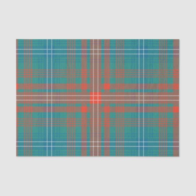 Clan Wilson Orange Turquoise Plaid Check Tartan  Tissue Paper (Front)