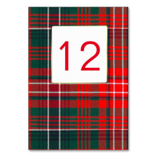 Clan Wilson Plaid Wedding Table Number