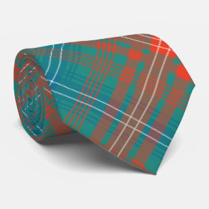 Clan Wilson Tartan Plaid Orange Turquoise Pattern Tie