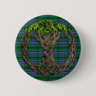 Clan Wishart Hunting Tartan And Celtc Tree Of Life 6 Cm Round Badge