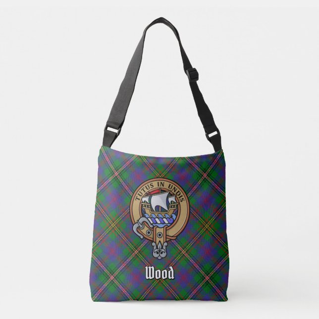 Clan Wood Crest over Tartan Crossbody Bag (Front)