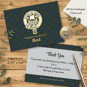 Clan Wood Crest over Tartan Foil Invitation Postcard