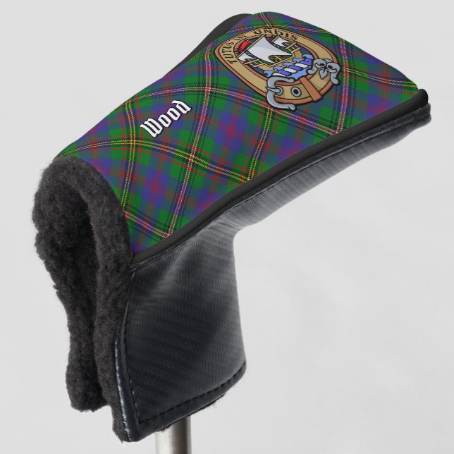 Clan Wood Crest over Tartan Golf Head Cover (3/4 Front)