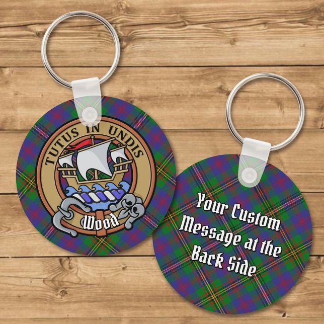 Clan Wood Crest over Tartan Key Ring (Creator Uploaded)