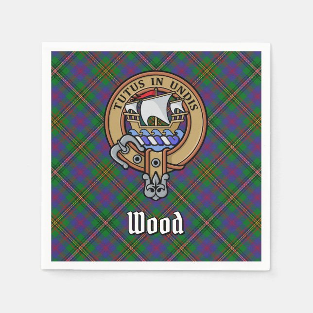 Clan Wood Crest over Tartan Napkin (Front)