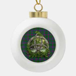 Clan Wood Tartan Celtic Trinity Ceramic Ball Christmas Ornament