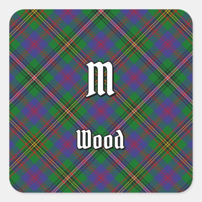 Clan Wood Tartan Square Sticker (Front)