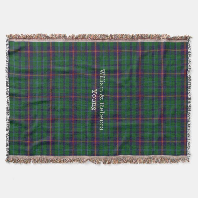 Clan Young Tartan Plaid Custom Throw Blanket (Front)