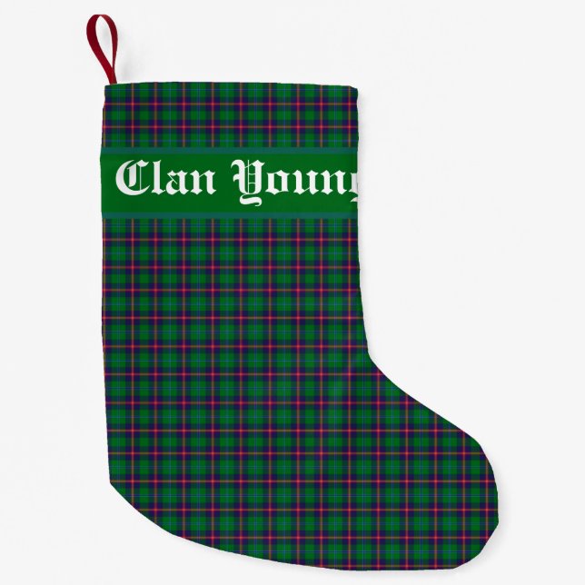 Clan Young Tartan Plaid  Personalised Small Christmas Stocking (Front)