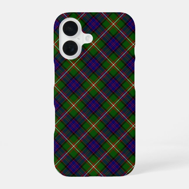 Clanranald tartan blue green plaid iPhone 16 case (Back)