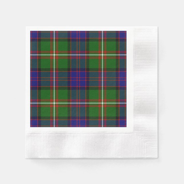 Clanranald tartan blue green plaid napkin (Front)