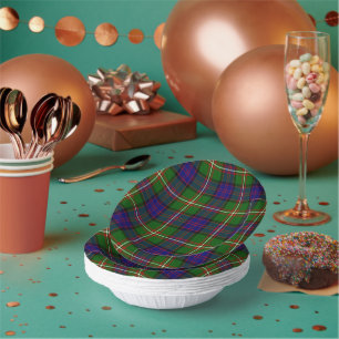 Clanranald tartan blue green plaid paper plate