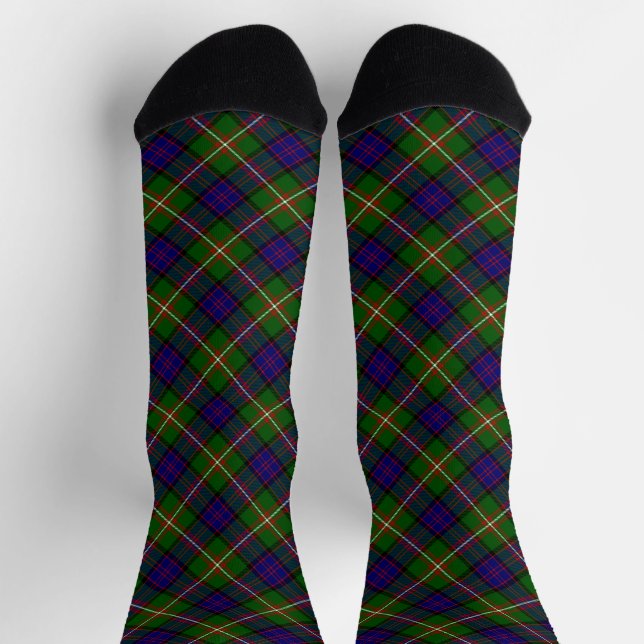 Clanranald tartan blue green plaid socks (Top)