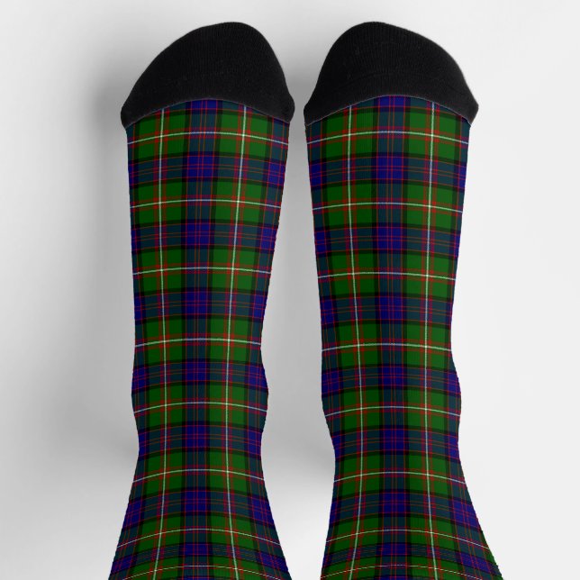 Clanranald tartan blue green plaid socks (Top)