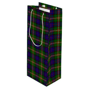 Clanranald tartan blue green plaid wine gift bag