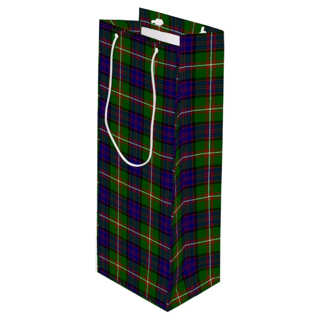 Clanranald tartan blue green plaid wine gift bag (Front Angled)