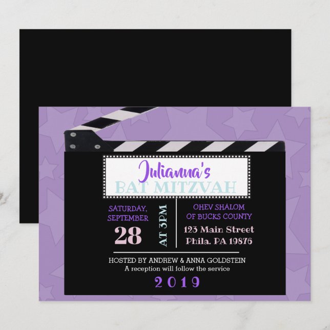 CLAPBOARD Bat Mitzvah Invitation (Front/Back)