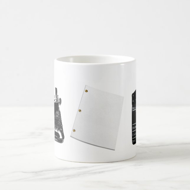 Clapboard, FADE IN, script Coffee Mug (Center)