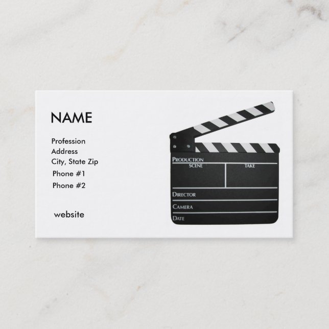 Clapboard, FILMMAKER business card Customised (Front)