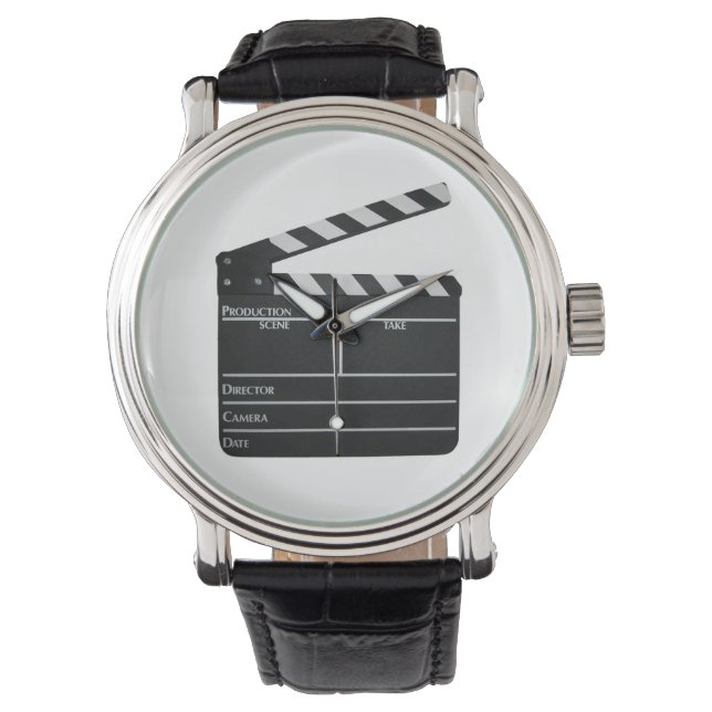 Clapboard filmmaker movie slate film watch (Front)