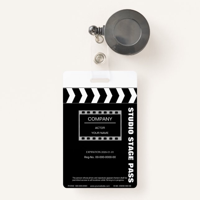 Clapboard ID Badge (Front with Retractable)