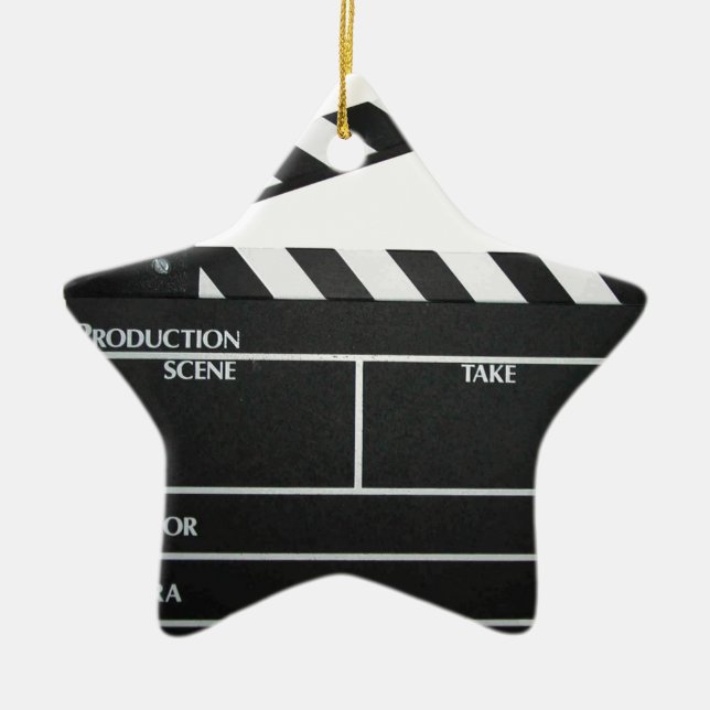 Clapboard movie slate clapper film ceramic ornament (Front)