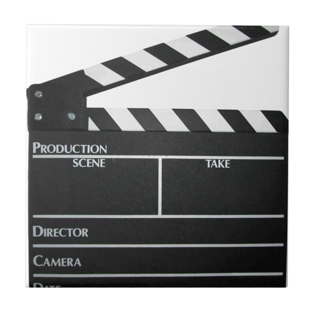 Clapboard movie slate clapper film ceramic tile (Front)