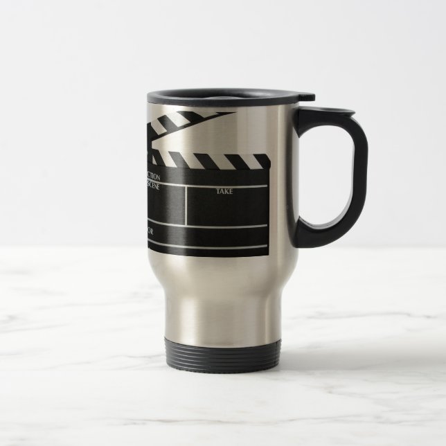 Clapboard movie slate clapper film travel mug (Right)