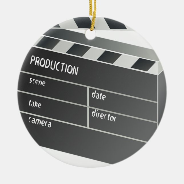 Clapper-Board Film Movie Motion Picture Ceramic Tree Decoration (Front)